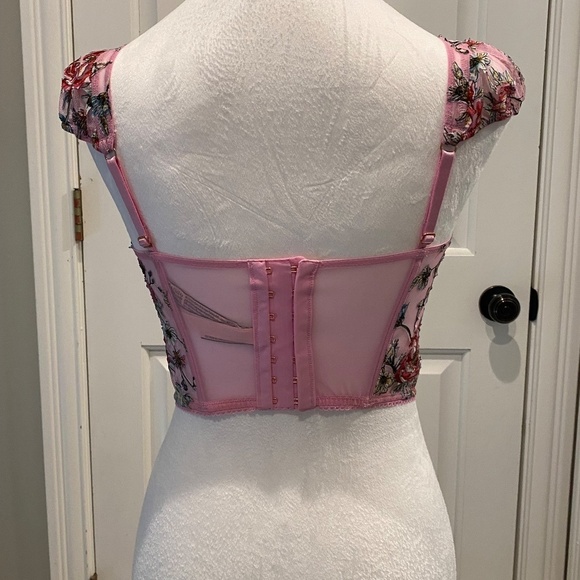 New! Victoria's Secret Floral Embroidery Cap Sleeve Corset 16131 - Picture 8 of 15